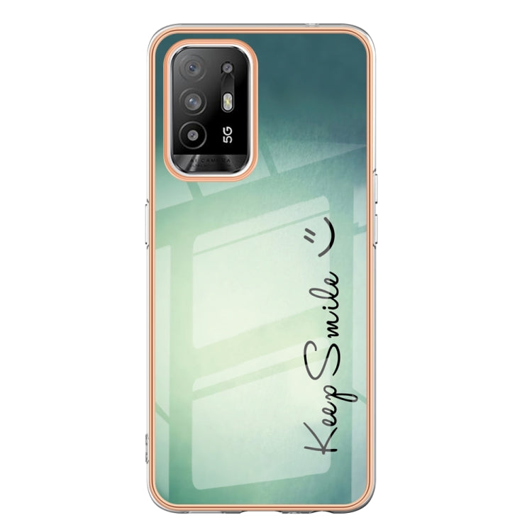 For OPPO A94 5G / A95 5G Electroplating Marble Dual-side IMD Phone Case(Smile) - OPPO Cases by buy2fix | Online Shopping UK | buy2fix