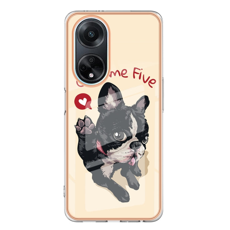 For OPPO A98 Electroplating Marble Dual-side IMD Phone Case(Lucky Dog) - OPPO Cases by buy2fix | Online Shopping UK | buy2fix