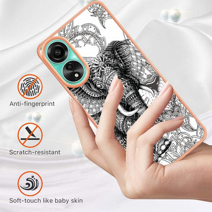 For OPPO A78 4G Electroplating Marble Dual-side IMD Phone Case(Totem Elephant) - OPPO Cases by buy2fix | Online Shopping UK | buy2fix