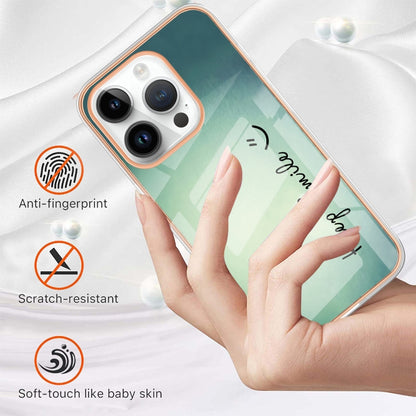 For iPhone 16 Pro Max Electroplating Marble Dual-side IMD Phone Case(Smile) - iPhone 16 Pro Max Cases by buy2fix | Online Shopping UK | buy2fix