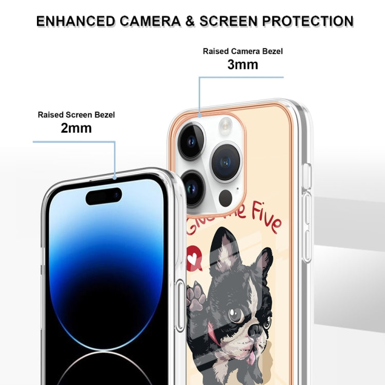 For iPhone 16 Pro Max Electroplating Marble Dual-side IMD Phone Case(Lucky Dog) - iPhone 16 Pro Max Cases by buy2fix | Online Shopping UK | buy2fix