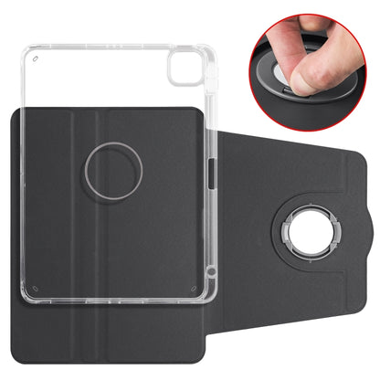 For iPad Pro 11 2024 Clear Acrylic 360 Rotation Detachable Leather Tablet Case(Black) - iPad Pro 11 2024 Cases by buy2fix | Online Shopping UK | buy2fix