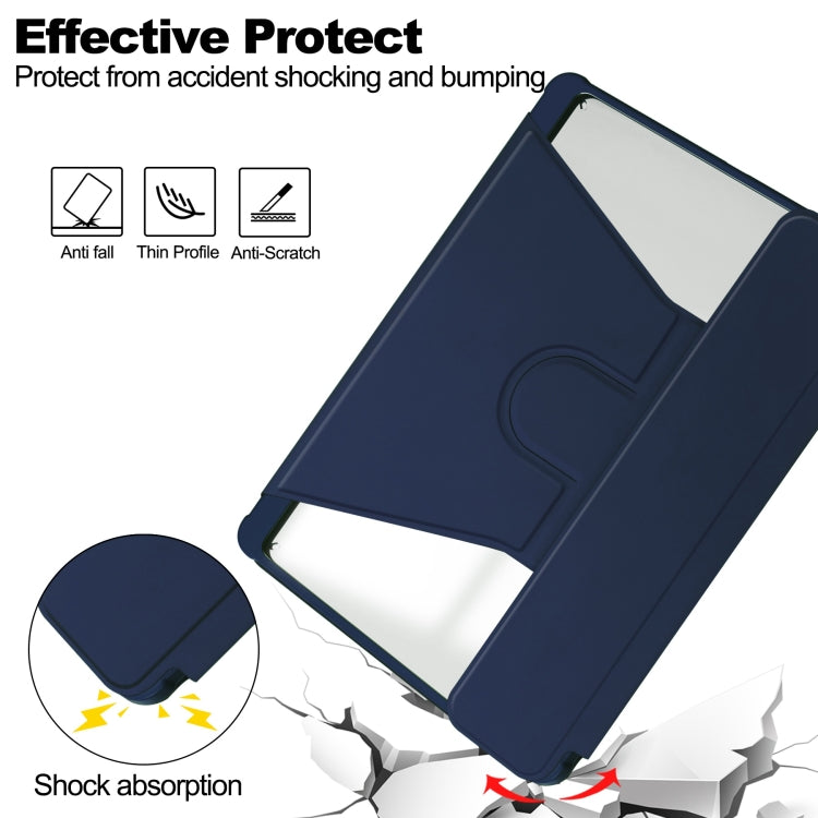 For Samsung Galaxy Tab S9 FE+ 360 Rotation Transparent Smart Leather Case(Dark Blue) - Galaxy Tab S9 FE+ by buy2fix | Online Shopping UK | buy2fix