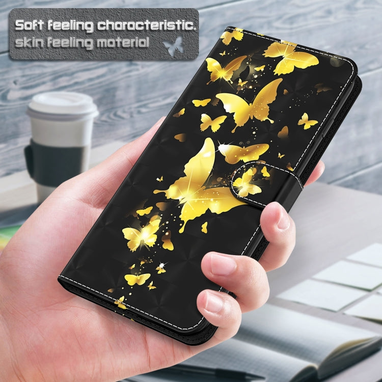 For Samsung Galaxy A55 5G 3D Painting Pattern Flip Leather Phone Case(Gold Butterfly) - Galaxy Phone Cases by buy2fix | Online Shopping UK | buy2fix