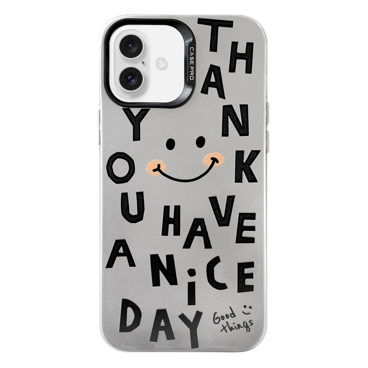 For iPhone 16 Plus Electroplated Silver Series PC Protective Phone Case(Cute Smiley Face) - iPhone 16 Plus Cases by buy2fix | Online Shopping UK | buy2fix