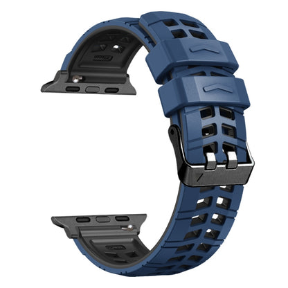 For Apple Watch 38mm Twill Dual-row Buckle Silicone Watch Band(Midnight Blue Black) - Watch Bands by buy2fix | Online Shopping UK | buy2fix