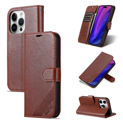 For iPhone 16 Pro Max AZNS Sheepskin Texture Flip Leather Phone Case(Brown) - iPhone 16 Pro Max Cases by AZNS | Online Shopping UK | buy2fix