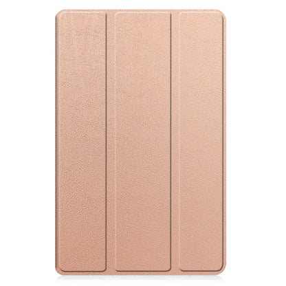 For Samsung Galaxy Tab A9 Custer Pure Color 3-Fold Holder Leather Tablet Case(Rose Gold) - Others by buy2fix | Online Shopping UK | buy2fix