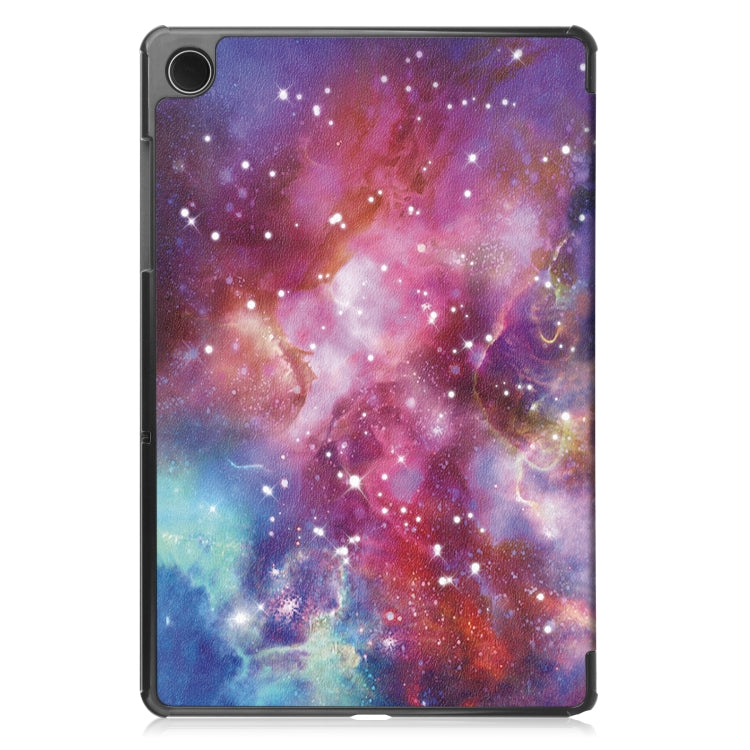 For Samsung Galaxy Tab A9 Custer Painted 3-Fold Holder Smart Leather Tablet Case(Galaxy Nebula) - Galaxy Tab A9 by buy2fix | Online Shopping UK | buy2fix