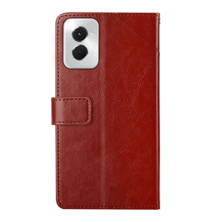 For Motorola Moto G Power 5G 2024 HT01 Y-shaped Pattern Flip Leather Phone Case(Brown) - Motorola Cases by buy2fix | Online Shopping UK | buy2fix