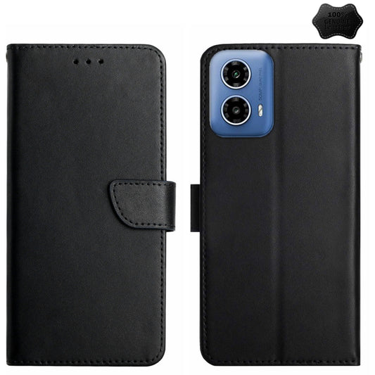 For Motorola Moto G Stylus 5G 2024 Genuine Leather Fingerprint-proof Horizontal Flip Phone Case(Black) - Motorola Cases by buy2fix | Online Shopping UK | buy2fix