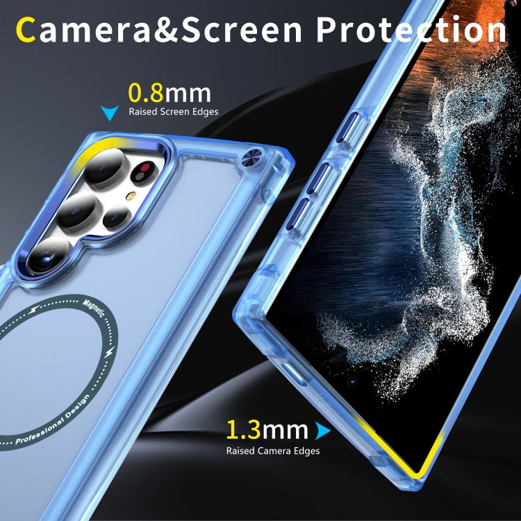 For Samsung Galaxy S25 Ultra 5G Skin Feel TPU + PC MagSafe Magnetic Phone Case(Transparent Blue) - Galaxy S25 Ultra 5G Cases by buy2fix | Online Shopping UK | buy2fix