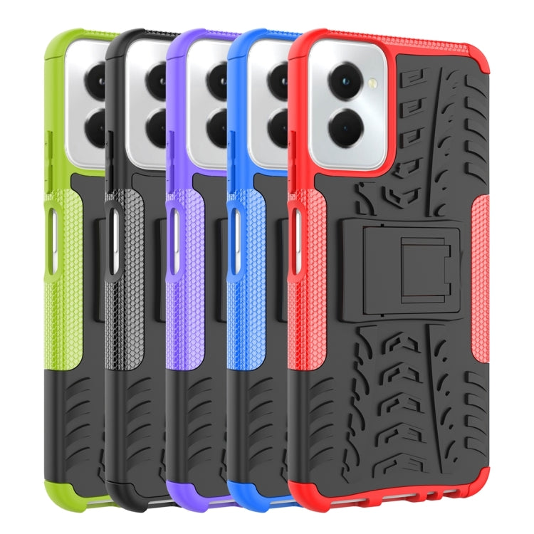 For Motorola Moto G Power 5G 2024 Tire Texture TPU + PC Phone Case with Holder(Green) - Motorola Cases by buy2fix | Online Shopping UK | buy2fix