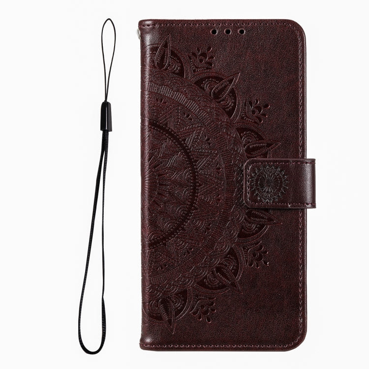 For iPhone 16 Totem Flower Embossed Leather Phone Case(Brown) - iPhone 16 Cases by buy2fix | Online Shopping UK | buy2fix