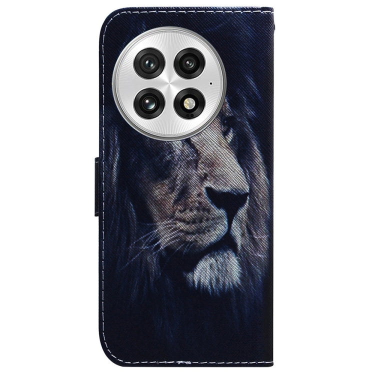 For OnePlus 13 Coloured Drawing Flip Leather Phone Case(Lion) - OnePlus Cases by buy2fix | Online Shopping UK | buy2fix