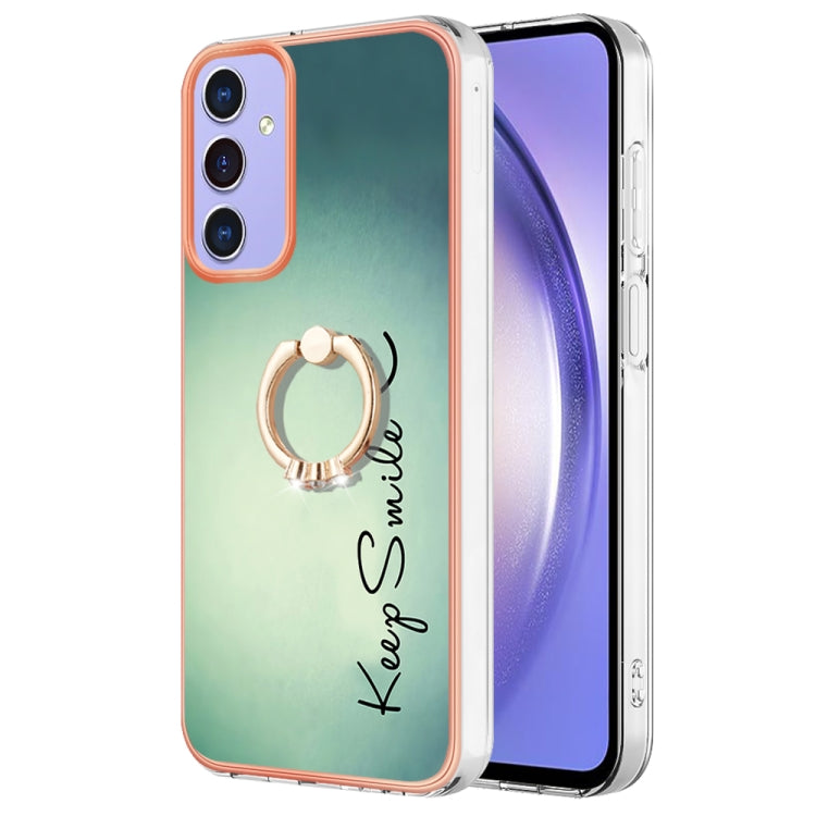 For Samsung Galaxy A15 5G Electroplating Dual-side IMD Phone Case with Ring Holder(Smile) - Galaxy Phone Cases by buy2fix | Online Shopping UK | buy2fix