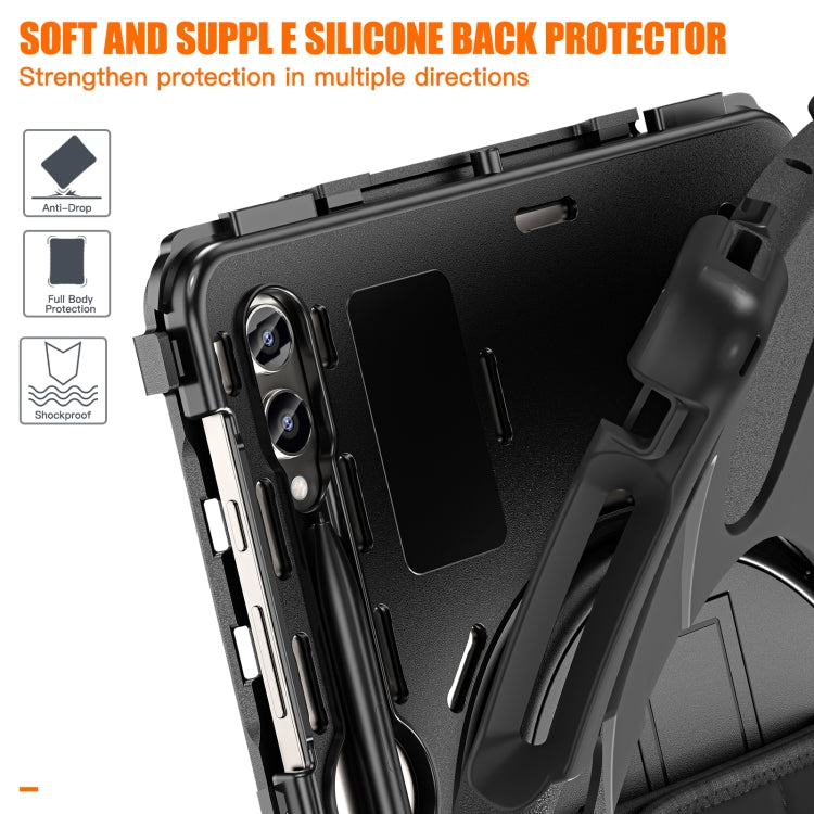 For Samsung Galaxy Tab S9+ / S8+ Rotary Handle Grab TPU + PC Tablet Case(Black) - Galaxy Tab S9+ Cases by buy2fix | Online Shopping UK | buy2fix