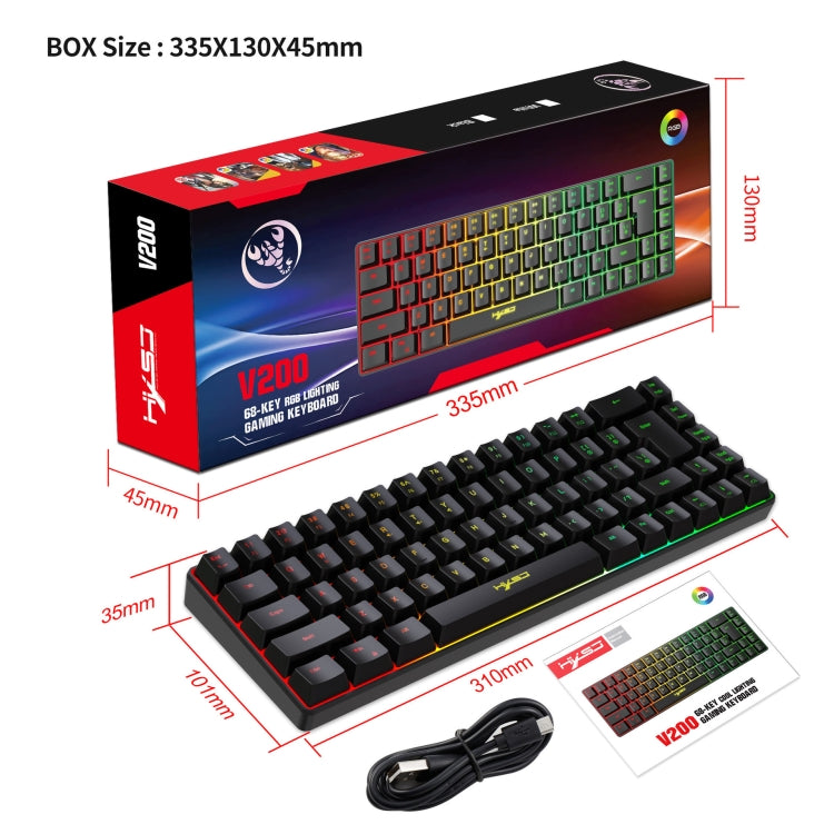 HXSJ V200 Wired RGB Backlit Mechanical Keyboard 68 Key Caps, Cable Length: 1.7m(Black) - Wired Keyboard by HXSJ | Online Shopping UK | buy2fix