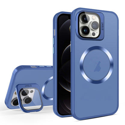 For iPhone 12 Pro Max Skin Feel CD Texture MagSafe Lens Holder Phone Case(Royal Blue) - iPhone 12 Pro Max Cases by buy2fix | Online Shopping UK | buy2fix