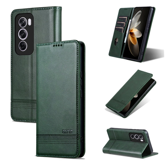 For OPPO Reno12 Pro Global AZNS Magnetic Calf Texture Flip Leather Phone Case(Dark Green) - Reno12 Pro Cases by AZNS | Online Shopping UK | buy2fix