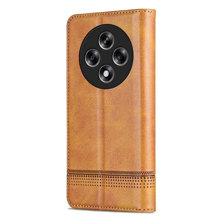 For OPPO Reno12 F 4G AZNS Magnetic Calf Texture Flip Leather Phone Case(Light Brown) - Reno12 F Cases by AZNS | Online Shopping UK | buy2fix