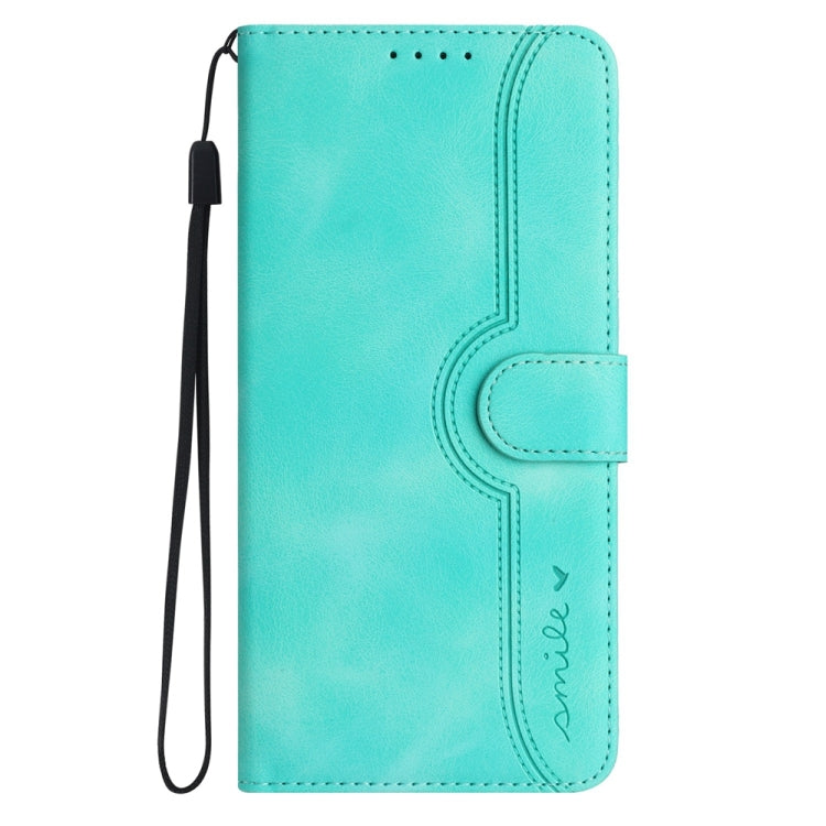 For iPhone 16 Heart Pattern Skin Feel Leather Phone Case(Light Blue) - iPhone 16 Cases by buy2fix | Online Shopping UK | buy2fix