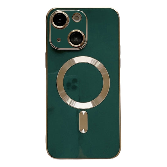 For iPhone 14 Plus Magsafe Plating TPU Phone Case with Lens Film(Green) - iPhone 14 Plus Cases by buy2fix | Online Shopping UK | buy2fix