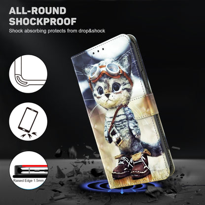 For iPhone 16 Plus 3D Painted Leather Phone Case(Naughty Cat) - iPhone 16 Plus Cases by buy2fix | Online Shopping UK | buy2fix