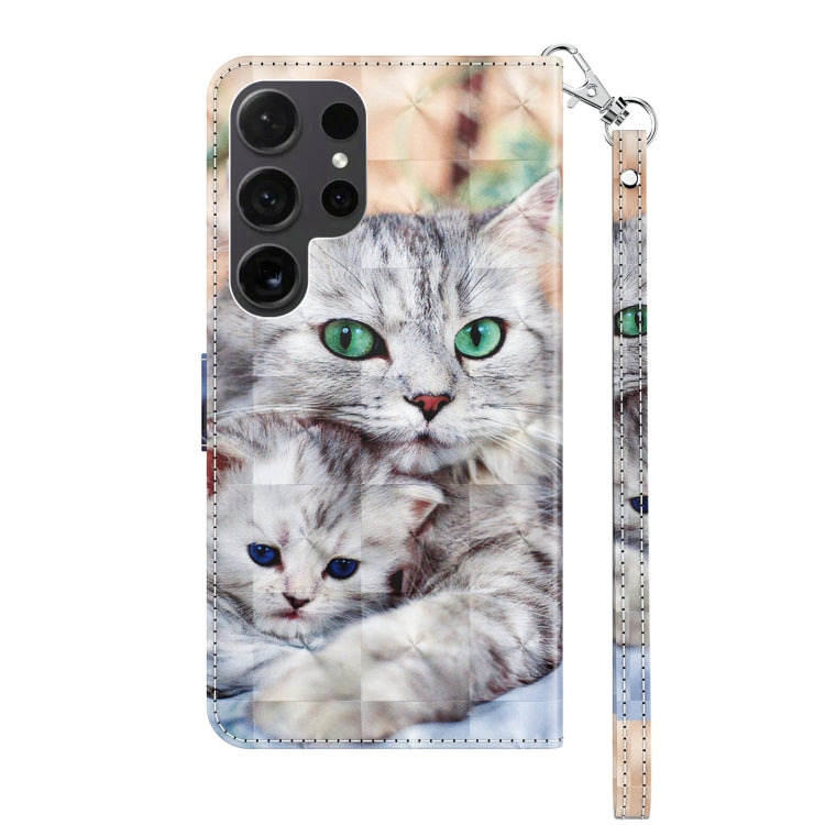 For Samsung Galaxy S24 Ultra 5G 3D Painted Leather Phone Case(Two Loving Cats) - Galaxy S24 Ultra 5G Cases by buy2fix | Online Shopping UK | buy2fix