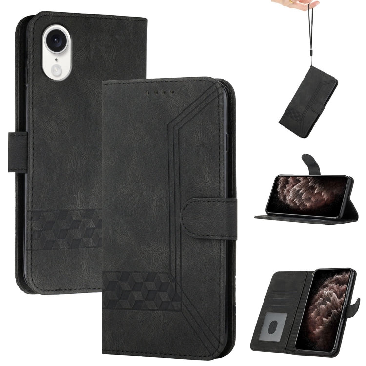 For iPhone SE 2024 Cubic Skin Feel Flip Leather Phone Case(Black) - More iPhone Cases by buy2fix | Online Shopping UK | buy2fix