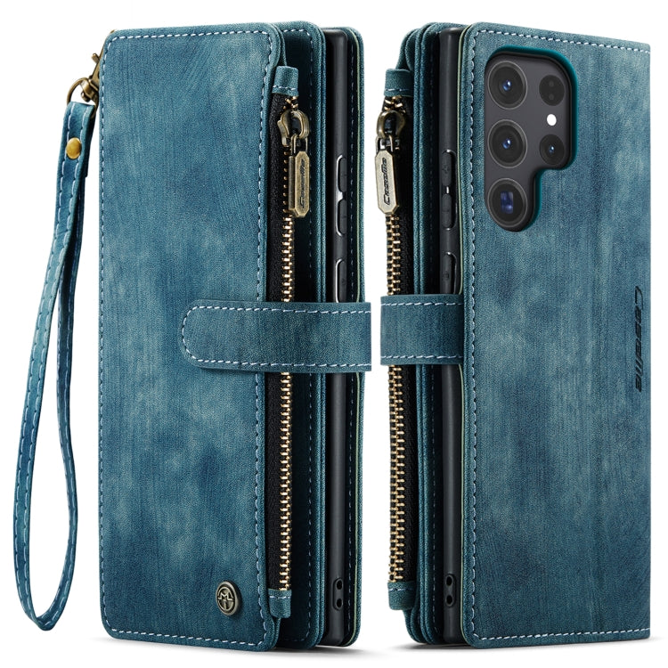 For Samsung Galaxy S24 Ultra 5G CaseMe C30 Card Slots Zipper Wallet Leather Phone Case(Blue) - Galaxy S24 Ultra 5G Cases by CaseMe | Online Shopping UK | buy2fix