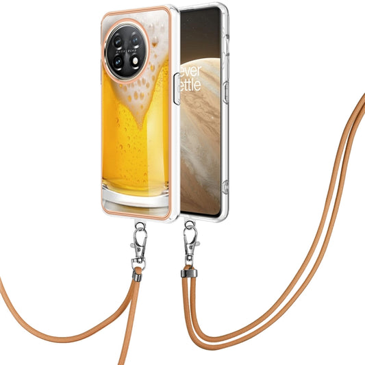 For OnePlus 11 Electroplating Dual-side IMD Phone Case with Lanyard(Draft Beer) - OnePlus Cases by buy2fix | Online Shopping UK | buy2fix