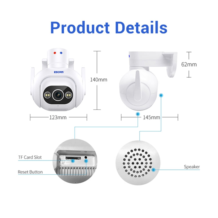 ESCAM PT304 HD 4MP Humanoid Detection Tracking WiFi Connection Sound Alarm Intelligent Night Vision H.265 Camera(UK Plug) - Wireless Camera by ESCAM | Online Shopping UK | buy2fix