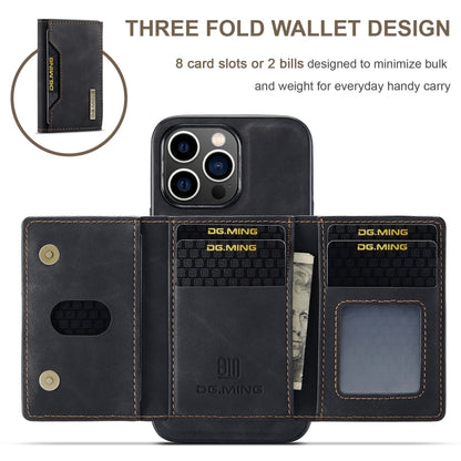 For iPhone 15 Pro Max DG.MING M2 Series 3-Fold Card Bag Wallet Leather Phone Case(Black) - iPhone 15 Pro Max Cases by DG.MING | Online Shopping UK | buy2fix