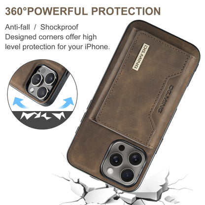 For iPhone 16 Pro Max DG.MING M2 Series 3-Fold Card Bag Wallet Leather Phone Case(Coffee) - iPhone 16 Pro Max Cases by DG.MING | Online Shopping UK | buy2fix