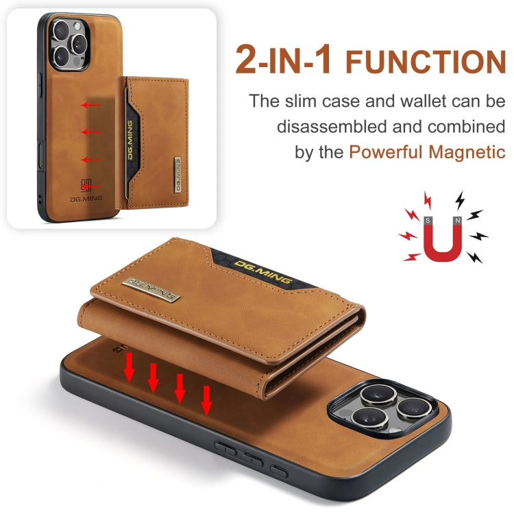 For iPhone 16 Pro DG.MING M2 Series 3-Fold Card Bag Wallet Leather Phone Case(Brown) - iPhone 16 Pro Cases by DG.MING | Online Shopping UK | buy2fix