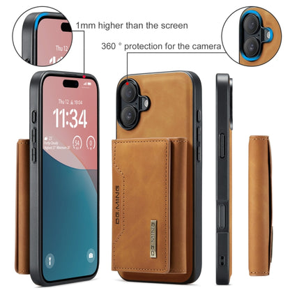 For iPhone 16 DG.MING M2 Series 3-Fold Card Bag Wallet Leather Phone Case(Brown) - iPhone 16 Cases by DG.MING | Online Shopping UK | buy2fix