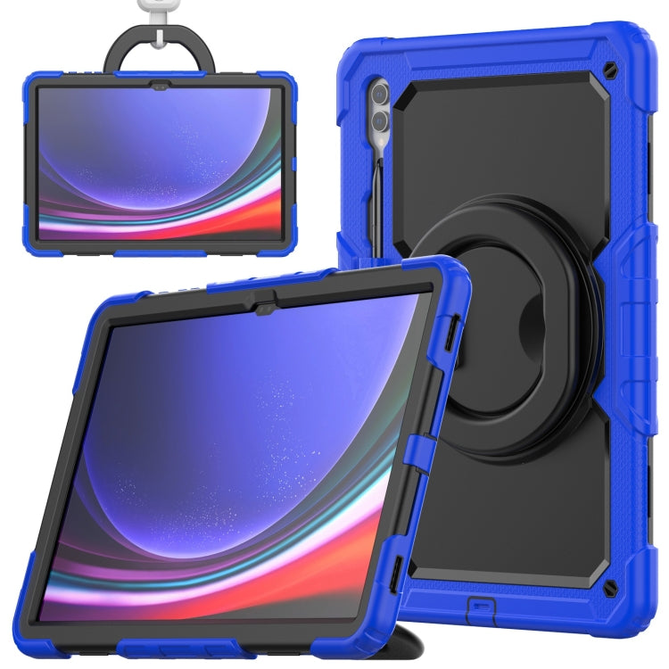 For Samsung Galaxy Tab S10 Ultra D Type Silicone Hybrid PC Tablet Case with Handle Holder(Blue) - Galaxy Tab S9 Ultra Cases by buy2fix | Online Shopping UK | buy2fix