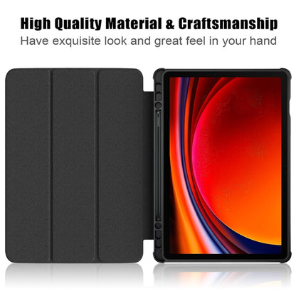 For Samsung Galaxy Tab S9 Acrylic 3-folding Smart Leather Tablet Case(Black) - Galaxy Tab S9 Cases by buy2fix | Online Shopping UK | buy2fix