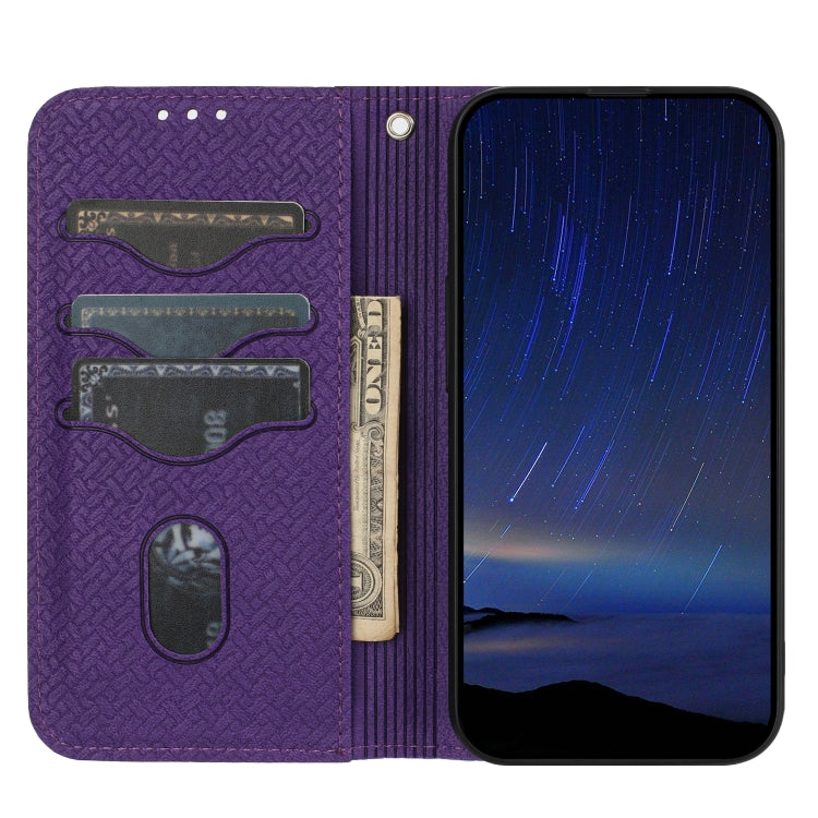 For iPhone SE 2024 Woven Texture Stitching Magnetic Leather Phone Case(Purple) - More iPhone Cases by buy2fix | Online Shopping UK | buy2fix