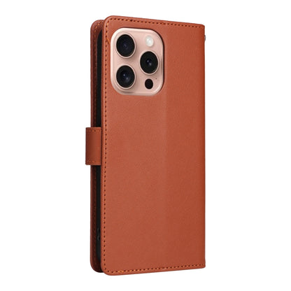 For iPhone 16 Pro Max Multifunctional Horizontal Flip Leather Phone Case with Three Card Slots(Brown) - iPhone 16 Pro Max Cases by buy2fix | Online Shopping UK | buy2fix