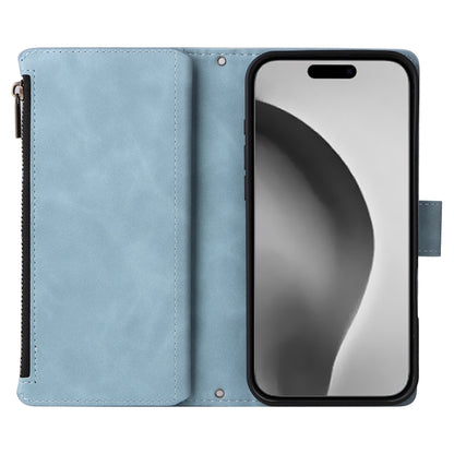 For iPhone 16 Pro Max Crossbody Multi-card Slot Wallet Zipper Leather Phone Case(Light Blue) - iPhone 16 Pro Max Cases by buy2fix | Online Shopping UK | buy2fix