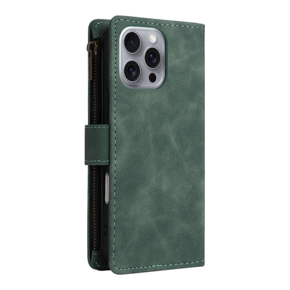 For iPhone 16 Pro Max Crossbody Multi-card Slot Wallet Zipper Leather Phone Case(Green) - iPhone 16 Pro Max Cases by buy2fix | Online Shopping UK | buy2fix