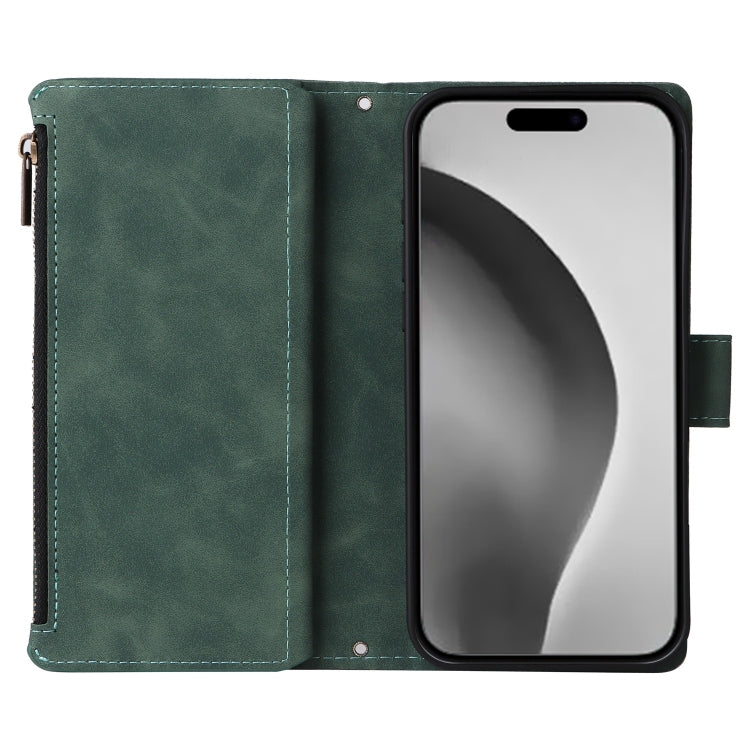 For iPhone 16 Pro Max Crossbody Multi-card Slot Wallet Zipper Leather Phone Case(Green) - iPhone 16 Pro Max Cases by buy2fix | Online Shopping UK | buy2fix