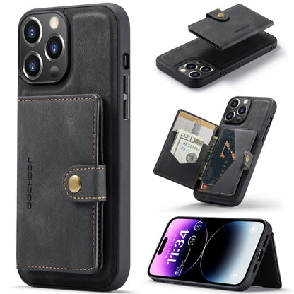 For iPhone 15 Pro Max JEEHOOD Retro Magnetic Detachable Leather Phone Case(Black) - iPhone 15 Pro Max Cases by JEEHOOD | Online Shopping UK | buy2fix