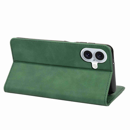 For iPhone 16 Skin Feel Splicing Leather Phone Case(Green) - iPhone 16 Cases by buy2fix | Online Shopping UK | buy2fix