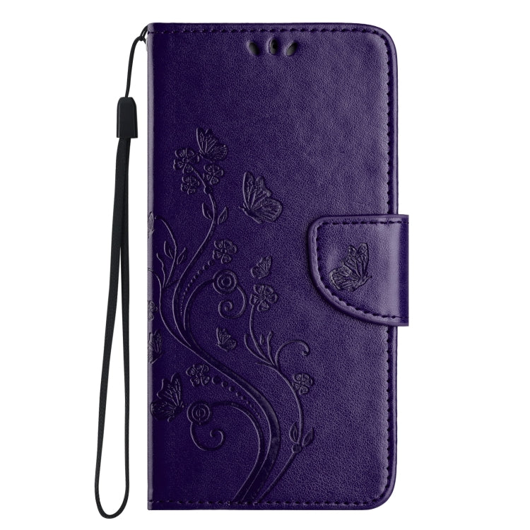 For iPhone 16 Pro Max Butterfly Flower Pattern Flip Leather Phone Case(Dark Purple) - iPhone 16 Pro Max Cases by buy2fix | Online Shopping UK | buy2fix