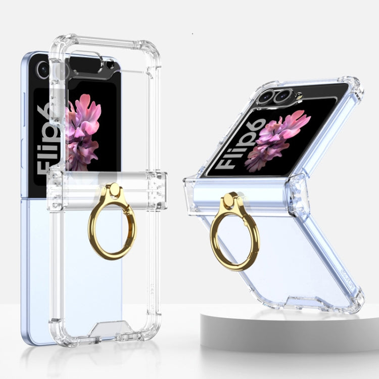 For Samsung Galaxy Z Flip6 Gkk Airbag Hinge Silicone Phone Case with Ring Holder(Transparent) - Galaxy Z Flip6 5G Cases by GKK | Online Shopping UK | buy2fix