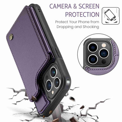 For iPhone 13 Pro CaseMe C22 Card Slots Holder RFID Anti-theft Phone Case(Purple) - iPhone 13 Pro Cases by CaseMe | Online Shopping UK | buy2fix