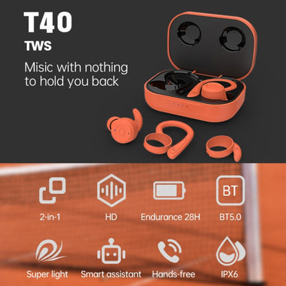 T&G T40 TWS IPX6 Waterproof Hanging Ear Wireless Bluetooth Earphones with Charging Box(Orange) - TWS Earphone by T&G | Online Shopping UK | buy2fix